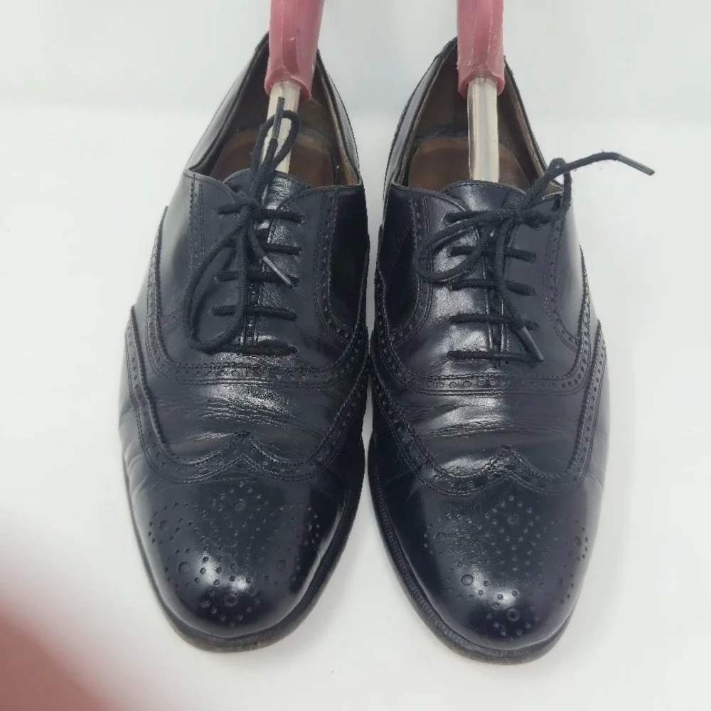 Bally of Switzerland Men's Wingtip Oxfords Size 7 D Black Leather Brogue Vintage